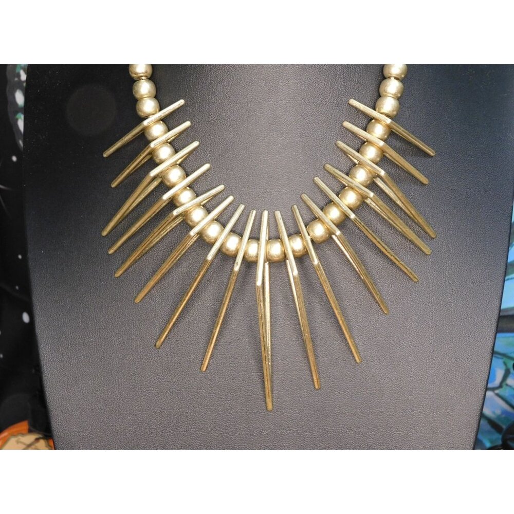 Geometric Open Triangle Spike Statement Necklace - image 3